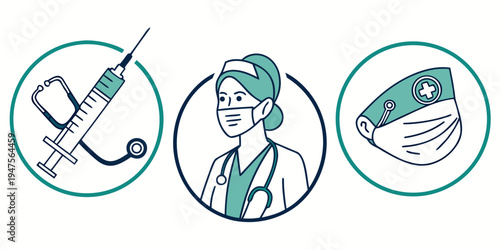 Medical professionals and equipment in a healthcare setting with a focus on injections