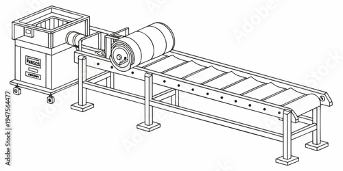 Industrial conveyor belt system with motorized roller and control panel