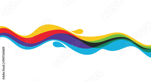 Colorful flowing ribbons create an abstract wave design a striking visual silhouette high quality professional detailed