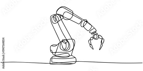continuous one line drawing Vector robotic arm illustration