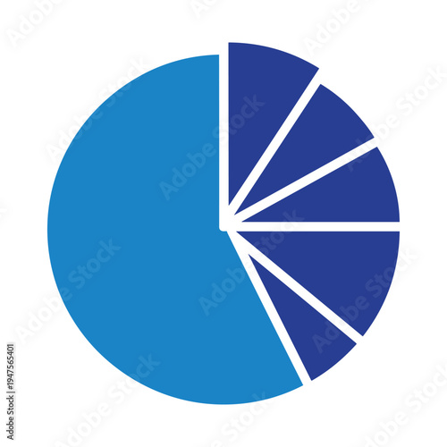 Pie chart data analysis icon for market share, proportion, and business statistics visualization, circle graph