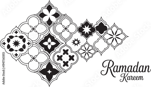 Ramadan Kareem greeting card with floral arabesque pattern design