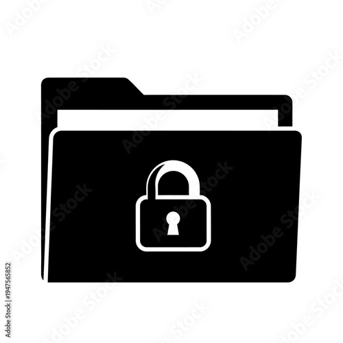Secure locked folder icon symbol.