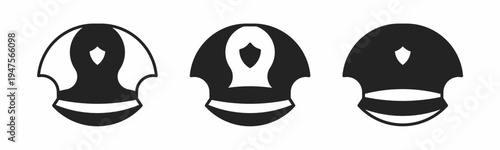 Police hat icon on white background. Vector logo police hat illustration.
