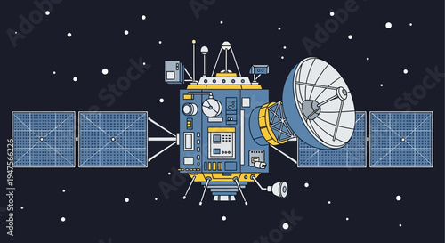 Detailed illustration of a space satellite.