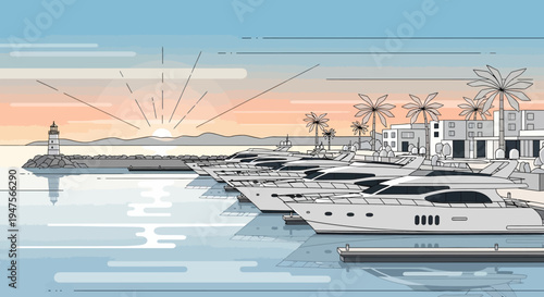 Large white yacht in the marina.