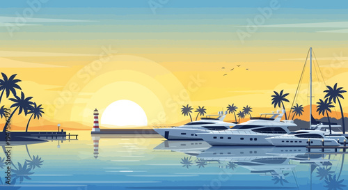 Large white yacht on calm waters.