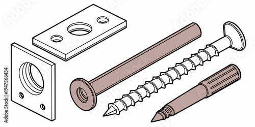 Assorted hardware items including screws, bolts, and washers