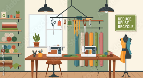 Sewing machine on a table indoors.