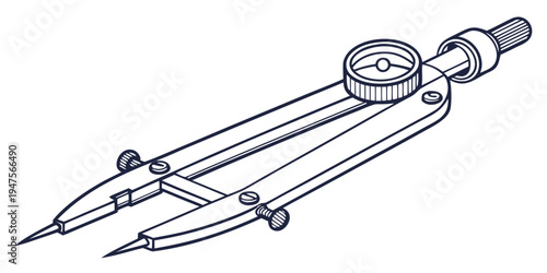 Precision tools including a protractor and compass for technical drawing