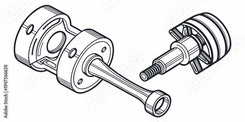 A detailed illustration of a crankshaft and connecting rod assembly in an engine.