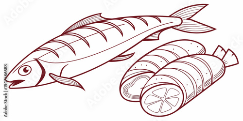 A detailed illustration of a fish and its internal organs