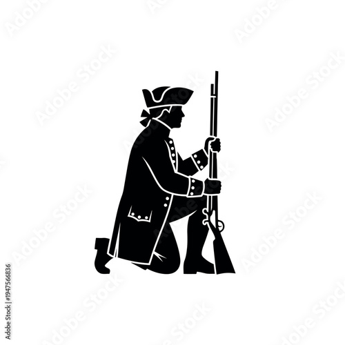 American Revolutionary War Minuteman Soldier Silhouette.