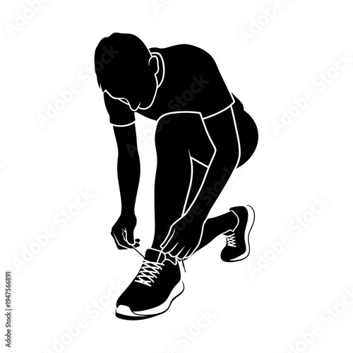 Athlete tying shoelaces before a run 1.