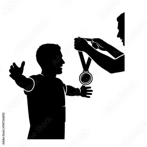 Athlete receiving medal for achievement.
