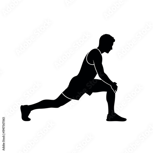 Silhouette of a man stretching his leg 3.