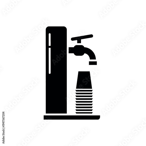 Water Dispenser with Stack of Cups Icon.