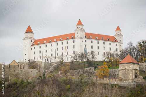 Photography Medieval white castle in the historical center of Bratislava, Slovakia