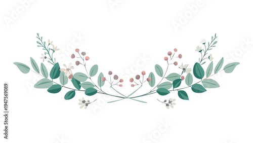 Green eucalyptus leaves floral divider botanical illustration