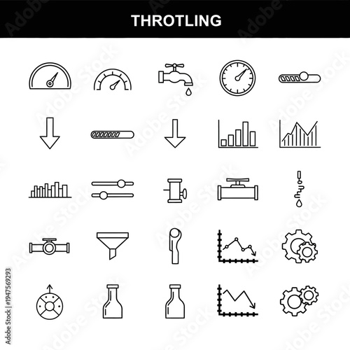 Throttling icons and symbols set.