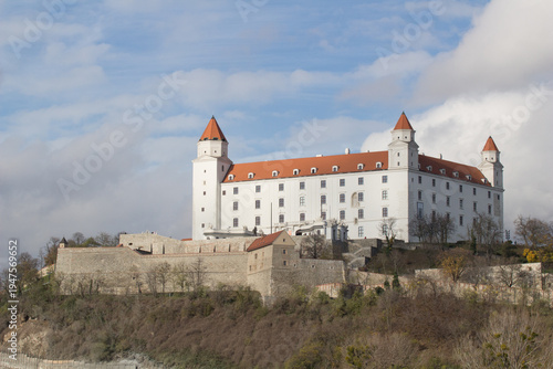 Medieval white castle in the historical center of Bratislava, Slovakia