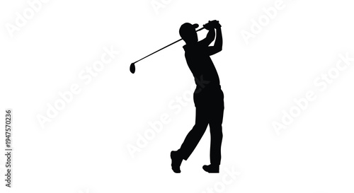 A golfer completing his swing captured in a striking black silhouette high quality professional detailed modern