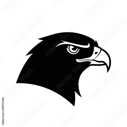 Black silhouette of eagle head profile.