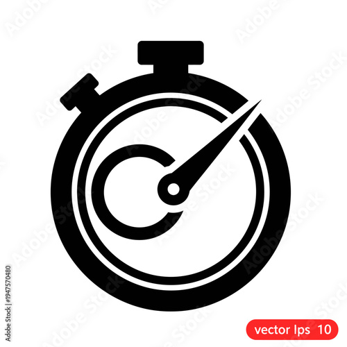 Black stopwatch icon on white background.