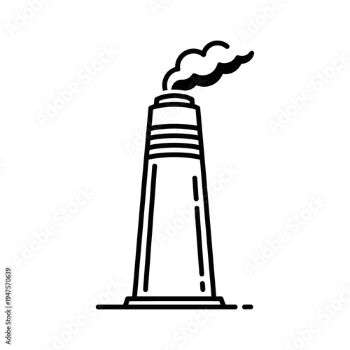 Industrial smokestack with smoke emission.