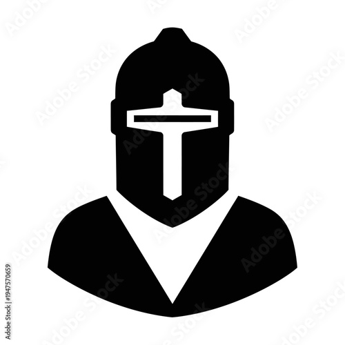 Medieval Knight Helmet Silhouette Icon.