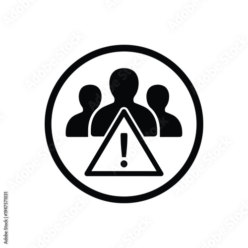Vector illustration of warning sign with people on white background
