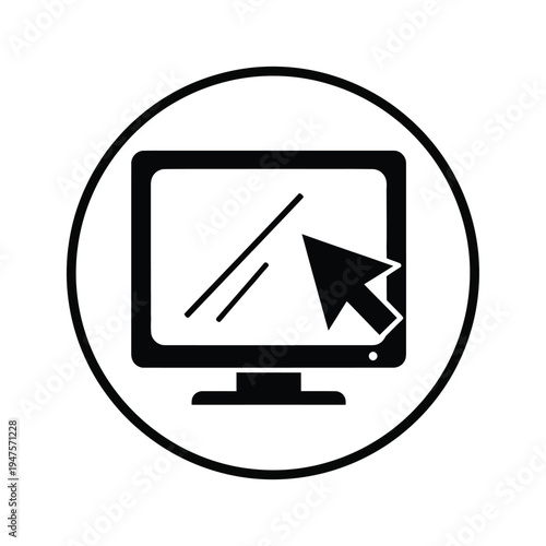 Vector illustration of computer monitor with cursor on white background