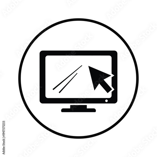 Vector illustration of computer monitor with cursor on white background