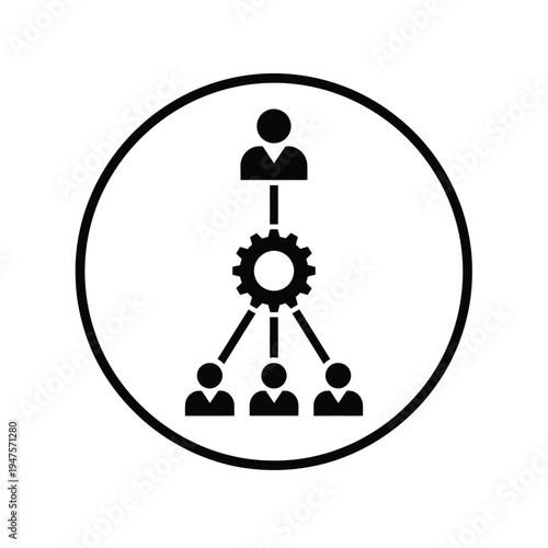 Vector illustration of business hierarchy on white background with gear