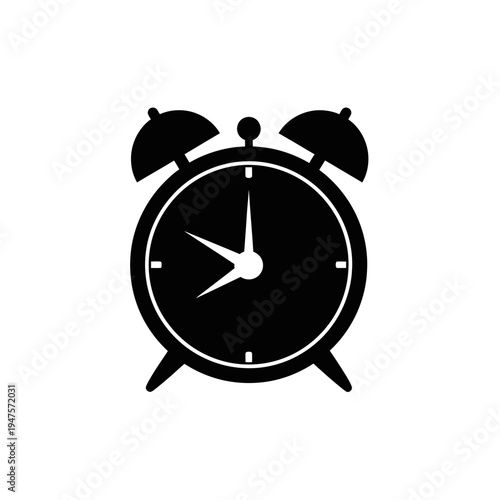 Black Alarm Clock Icon Design.