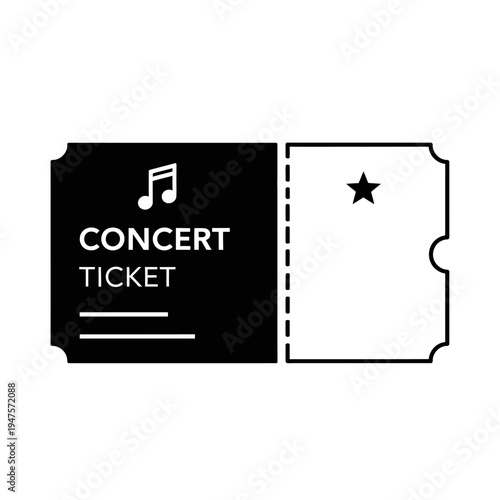 Black and white concert ticket stub.