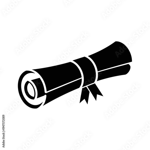 Black and white diploma scroll icon.