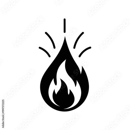 Black flame icon with teardrop shape.