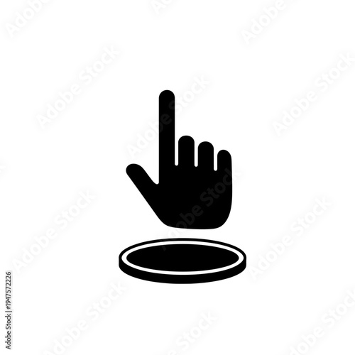 Black hand icon pressing button symbol.