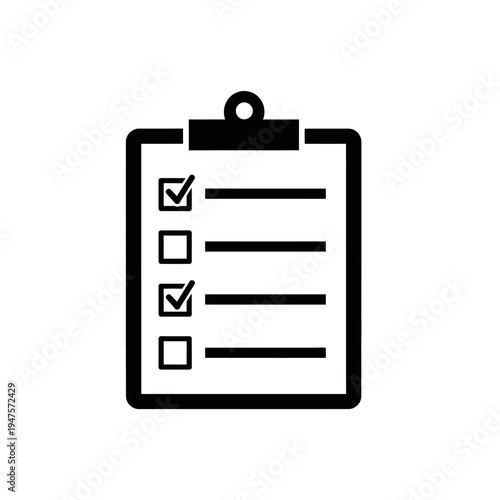 Clipboard with checkboxes and lines.