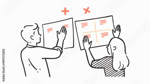 Business team collaborating on a project with documents and strategy