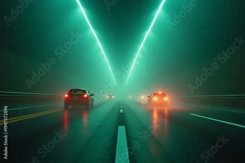 Digital Road Infrastructure Autonomous Vehicles Natural Composition