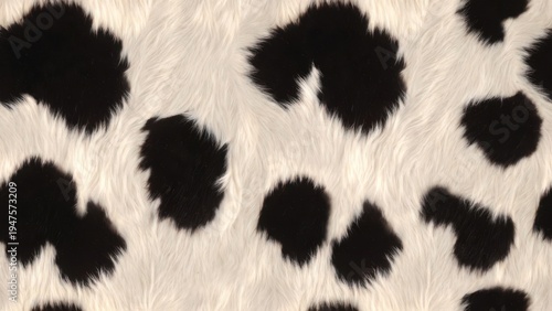 Close-up of a fabric with distinctive black and white leopard-like spots pattern.