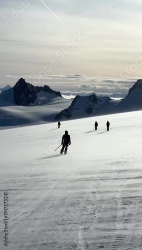 skiing in the mountains