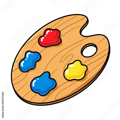 Artist Palette with Paints and Colors.