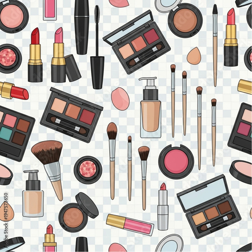 Assorted Makeup Products and Cosmetics Collection.
