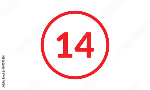 abstract bullet point number 14 on red outline circle design.