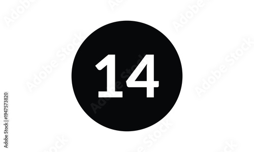 abstract bullet point number 14 on black circle design.