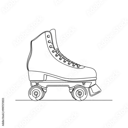 Black and White Roller Skate Illustration.