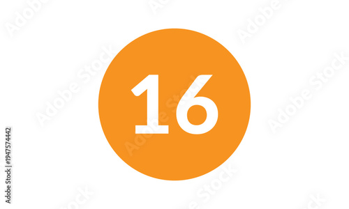 abstract bullet point number 16 on orange circle design.